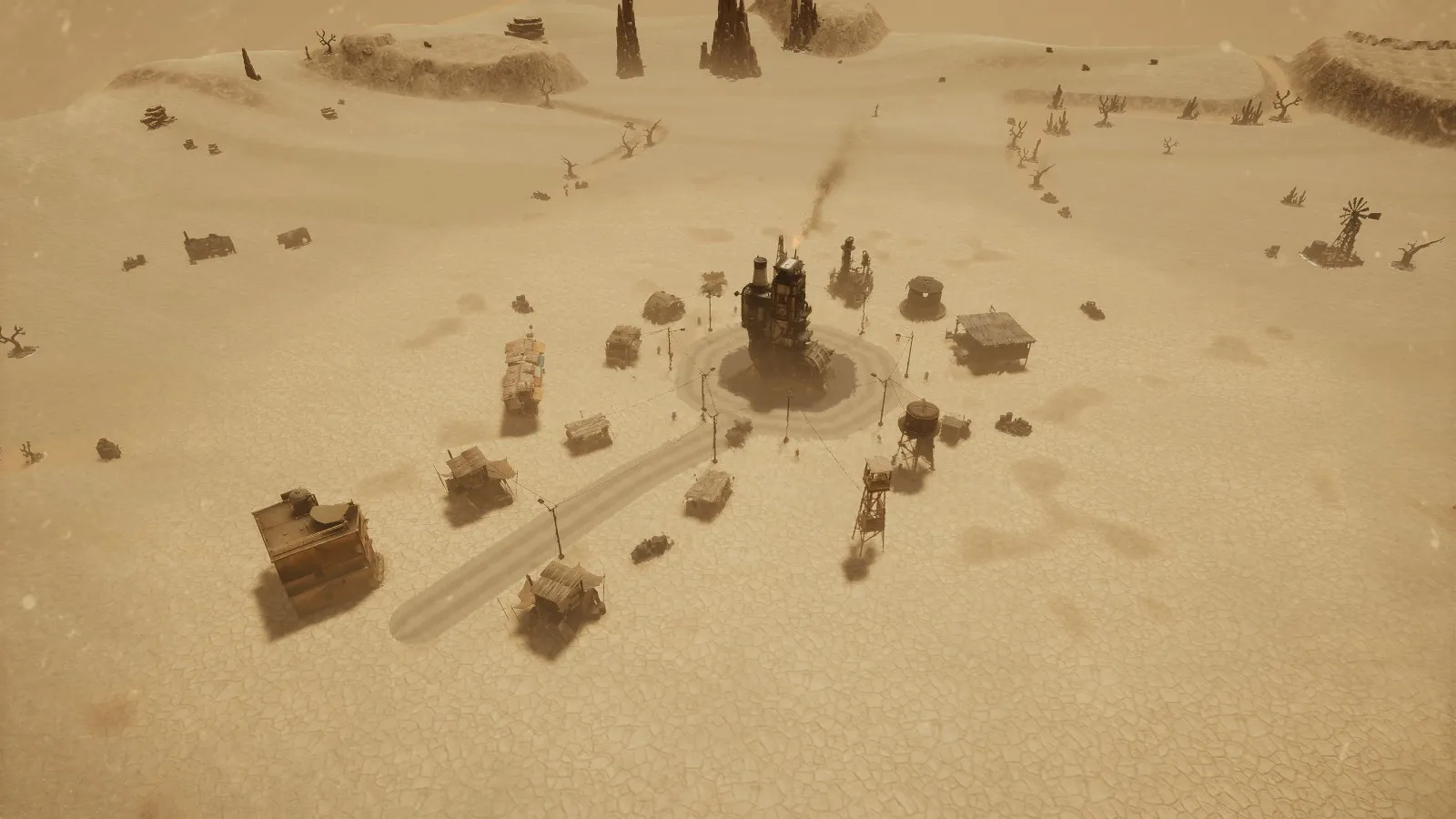 The town at noon, bleached by the sun