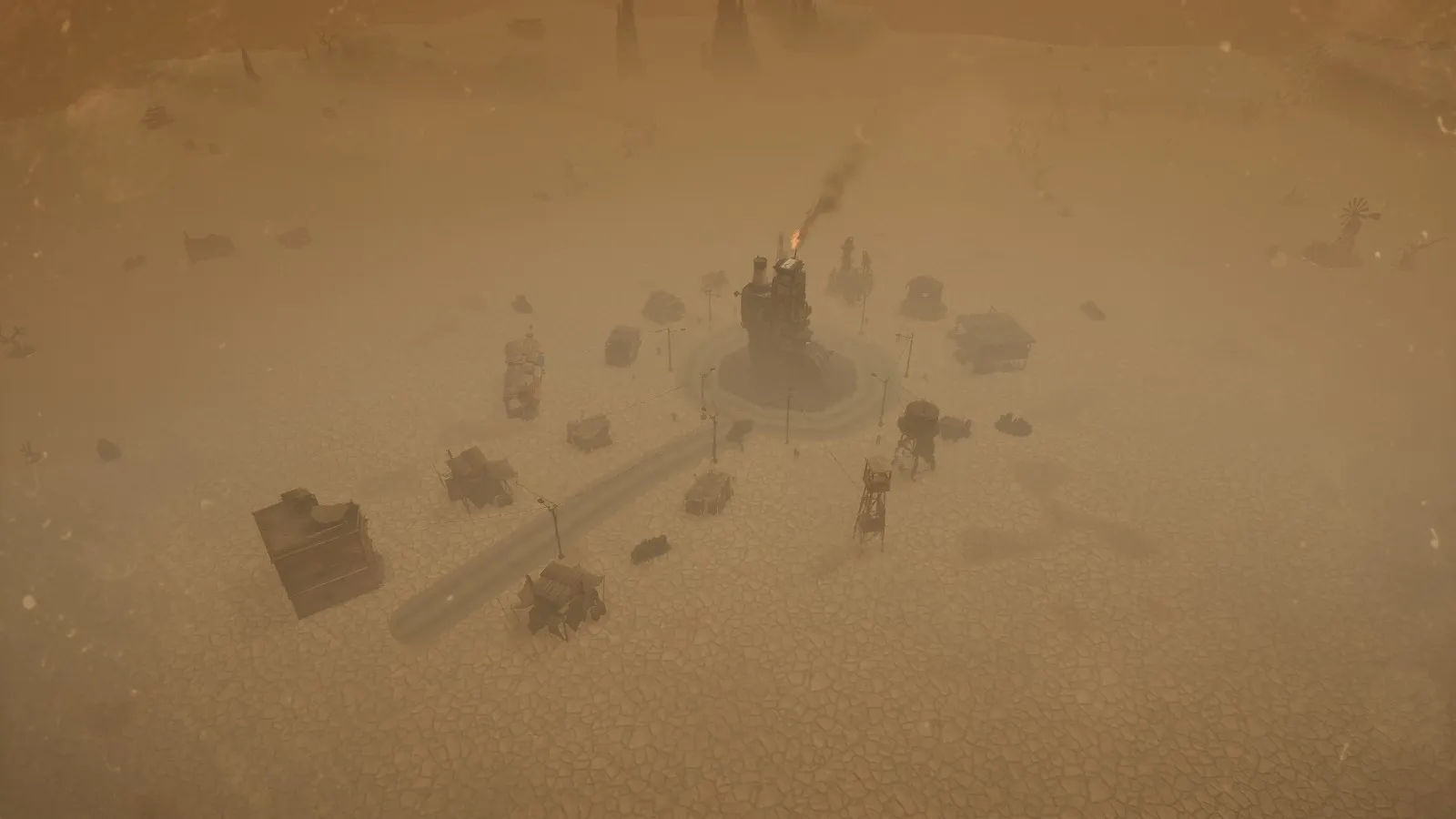 The town in a daytime sandstorm